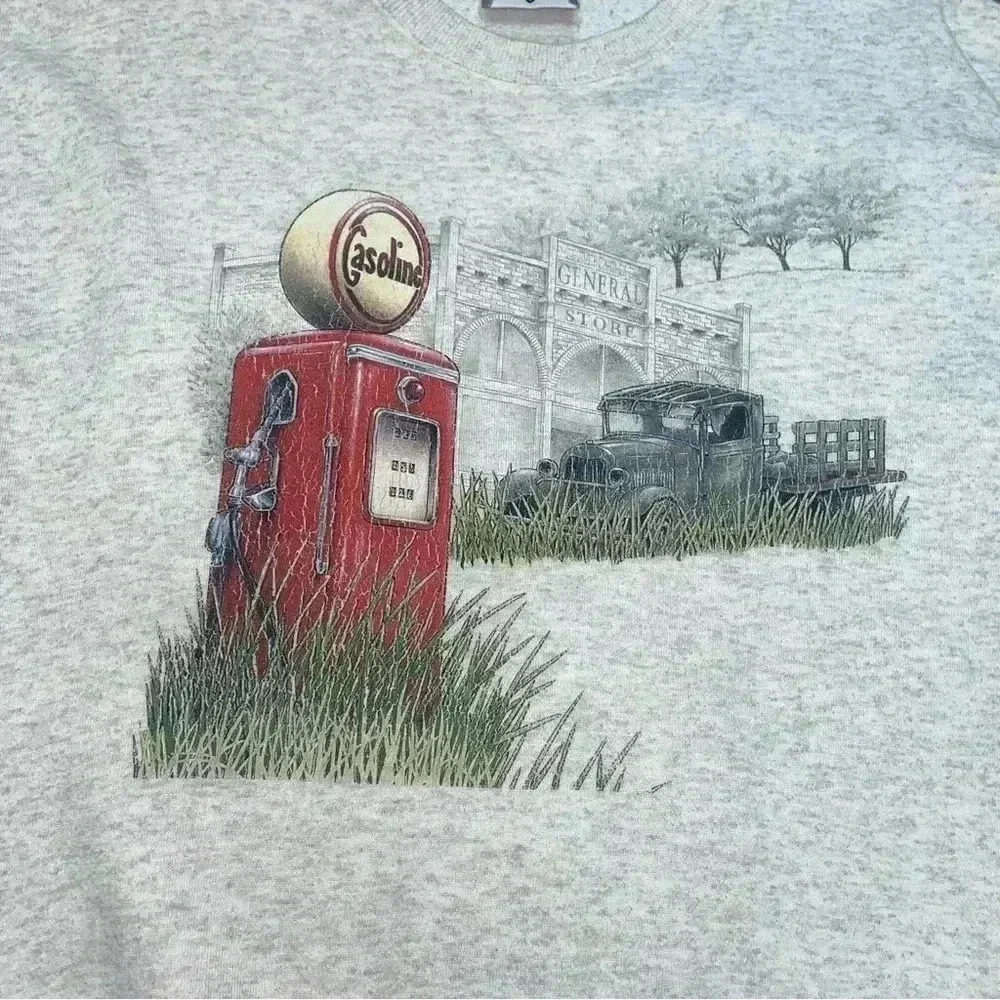 Vintage Lee old truck gasoline pump sweatshirt size Large long sleeve - Picture 3 of 12